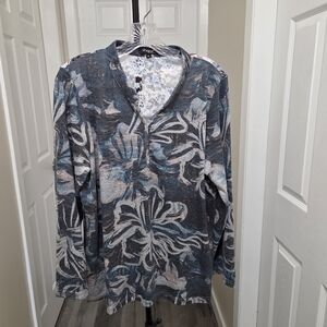 Papa Vancouver Viscose Blebd Floral Long Sleeve Top
